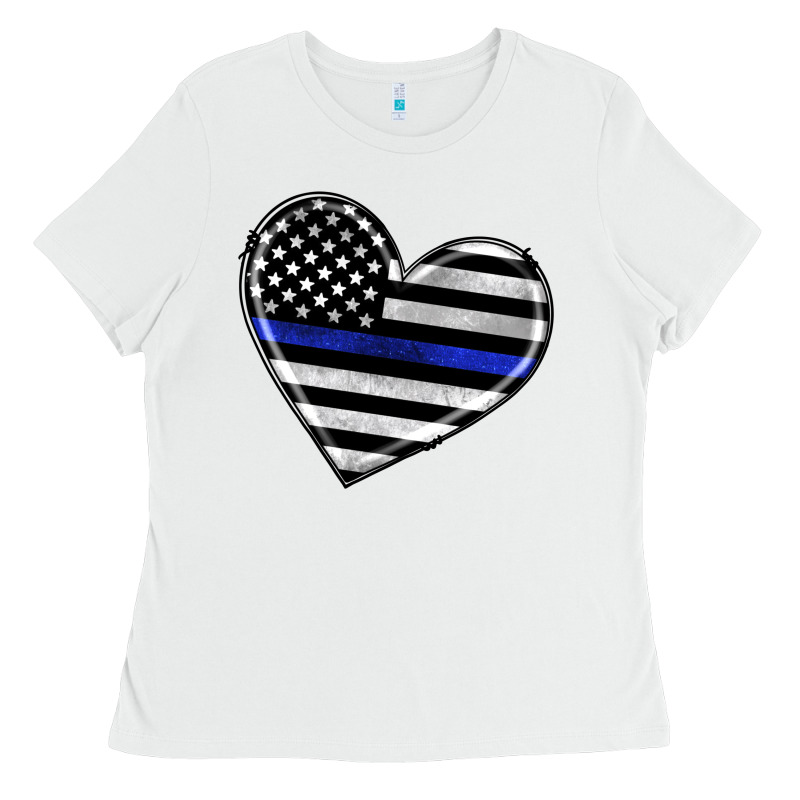 American Thin Blue Line Flag Ladies Tee by Artiststas | Teevron