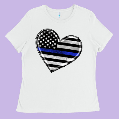 American Thin Blue Line Flag Ladies Tee Designed By Artiststas