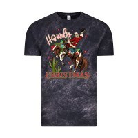 Cloud Black howdy christmas cowboy santa Vintage Tee - MaliasSmallBusiness