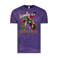 Cloud Purple howdy christmas cowboy santa Vintage Tee - MaliasSmallBusiness