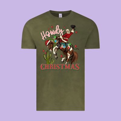 Howdy Christmas Cowboy Santa Vintage Tee Designed By Maliassmallbusiness