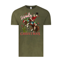 Vintage Olive howdy christmas cowboy santa Vintage Tee - MaliasSmallBusiness