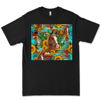 Black sunflowers and cactus horses turquoise aztec leopard background Premium Tee - Artiststas
