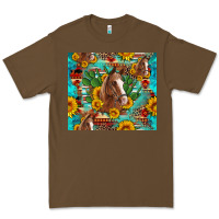 Cacao sunflowers and cactus horses turquoise aztec leopard background Premium Tee - Artiststas