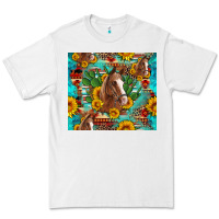 White sunflowers and cactus horses turquoise aztec leopard background Premium Tee - Artiststas