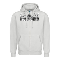 Dove Grey black and white floral Zipper Hoodie - TumblerDesignByShophia