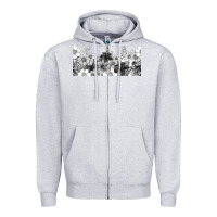 Heather Grey black and white floral Zipper Hoodie - TumblerDesignByShophia