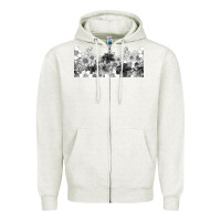 Oatmeal Heather black and white floral Zipper Hoodie - TumblerDesignByShophia