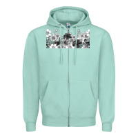 Seafoam black and white floral Zipper Hoodie - TumblerDesignByShophia