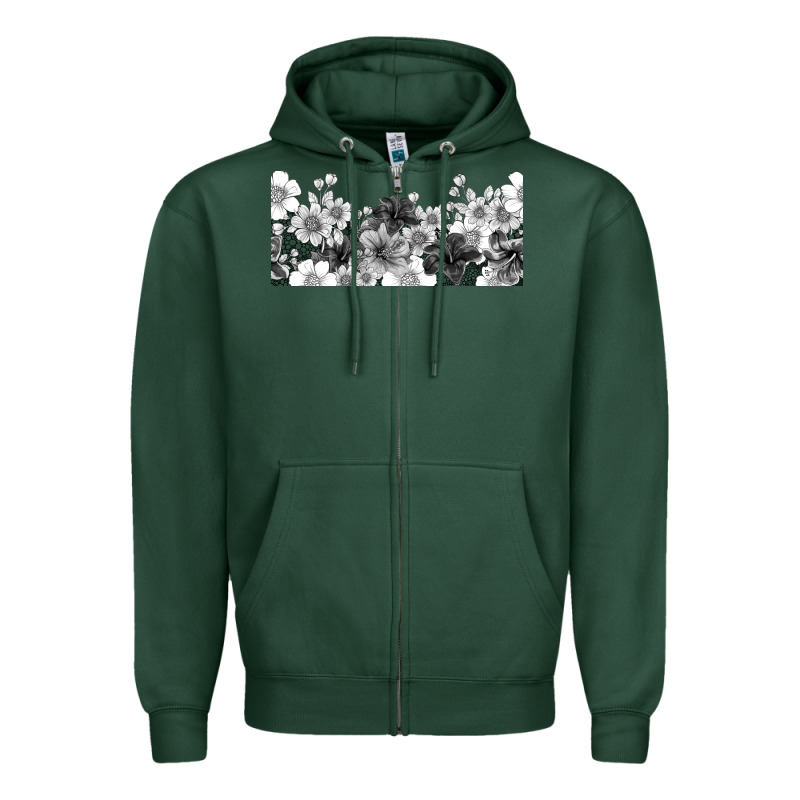 Black And White Floral Zipper Hoodie by TumblerDesignByShophia | Teevron