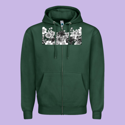 Black And White Floral Zipper Hoodie Designed By Tumblerdesignbyshophia