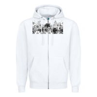 White black and white floral Zipper Hoodie - TumblerDesignByShophia