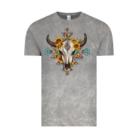 Cloud Rock bull skull with aztec sunflower leopard Vintage Tee - MaliasSmallBusiness