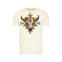 Vintage Arctic bull skull with aztec sunflower leopard Vintage Tee - MaliasSmallBusiness