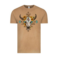Vintage Camel bull skull with aztec sunflower leopard Vintage Tee - MaliasSmallBusiness