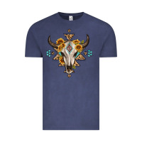 Vintage Denim bull skull with aztec sunflower leopard Vintage Tee - MaliasSmallBusiness