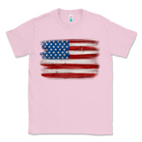 Bubblegum Pink american flag distressed background Classic Tee - MaliasSmallBusiness