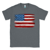Charcoal Heather american flag distressed background Classic Tee - MaliasSmallBusiness