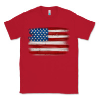 Red american flag distressed background Classic Tee - MaliasSmallBusiness
