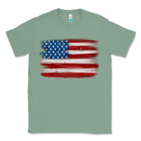 Sage american flag distressed background Classic Tee - MaliasSmallBusiness