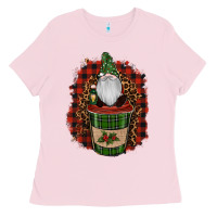 Bubblegum Pink Gnomes With Coffee Christmas Ladies Tee - RanaPortraitStore