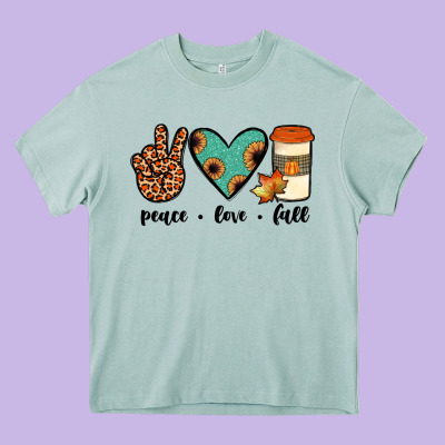 Peace Love Fall Heavy Core Tee Designed By Jahusdesignshop