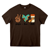 Chocolate Brown peace love fall Heavy Core Tee - JahusDesignShop