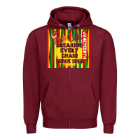 Burgundy juneteenth breaking every chain since 1865 Zipper Hoodie - TumblerDesignByShophia