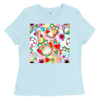Baby Blue summer gnome seamless pattern Ladies Tee - BundleAndBundleShop