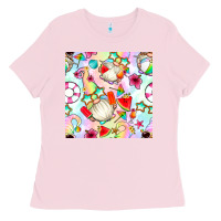 Bubblegum Pink summer gnome seamless pattern Ladies Tee - BundleAndBundleShop