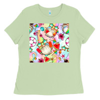 Matcha summer gnome seamless pattern Ladies Tee - BundleAndBundleShop