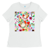 White summer gnome seamless pattern Ladies Tee - BundleAndBundleShop