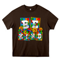 Chocolate Brown bee kind autism Heavy Core Tee - AdoDesignShop