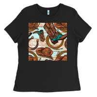 Black cowboy western seamless pattern Ladies Tee - BundleAndBundleShop