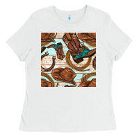 White cowboy western seamless pattern Ladies Tee - BundleAndBundleShop