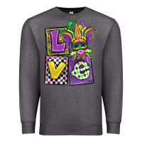 Charcoal Heather love mardi gras Premium Sweatshirt - OliviaCreatesArt