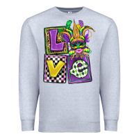 Heather Grey love mardi gras Premium Sweatshirt - OliviaCreatesArt