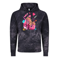 Cloud Black pink nail art hand Vintage Hoodie - NancyCooperArtShop