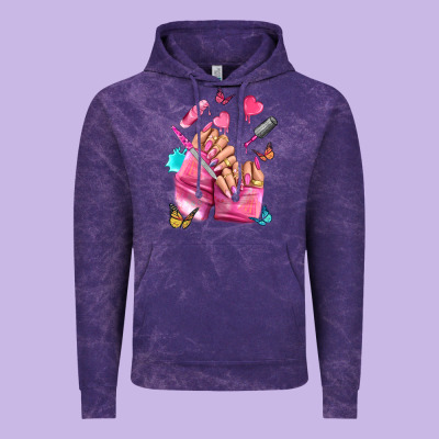 Pink Nail Art Hand Vintage Hoodie Designed By Nancycooperartshop