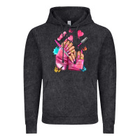 Vintage Black pink nail art hand Vintage Hoodie - NancyCooperArtShop