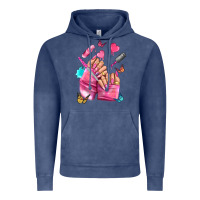 Vintage Denim pink nail art hand Vintage Hoodie - NancyCooperArtShop
