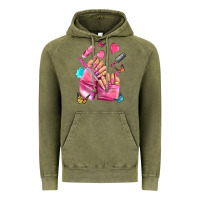 Vintage Olive pink nail art hand Vintage Hoodie - NancyCooperArtShop