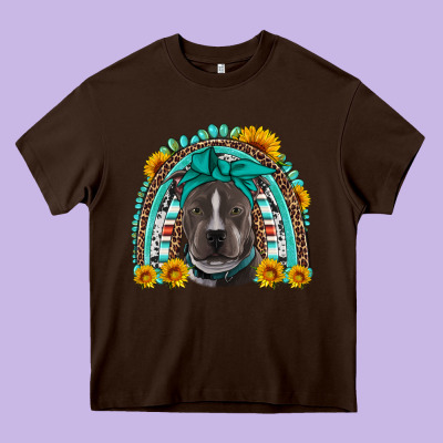 Western Pitbull Rainbow Heavy Core Tee Designed By Artiststas