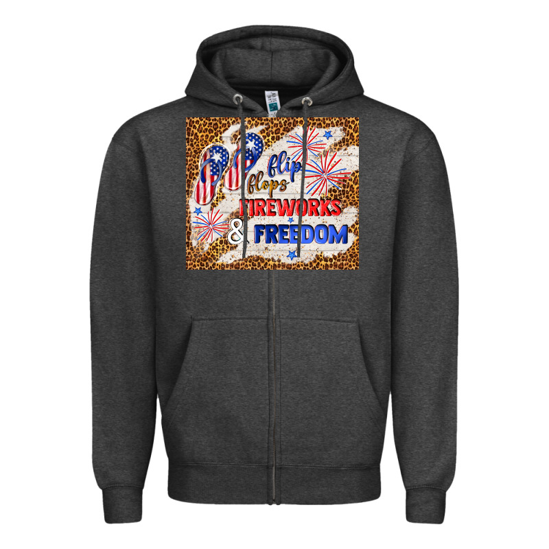 Flip Flops Fireworks & Freedom 4th Of July Zipper Hoodie by TumblerDesignByShophia | Teevron