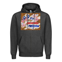 Charcoal Heather flip flops fireworks & freedom 4th of july Zipper Hoodie - TumblerDesignByShophia