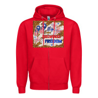Red flip flops fireworks & freedom 4th of july Zipper Hoodie - TumblerDesignByShophia