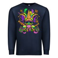 Navy mardi gras mask Premium Sweatshirt - OliviaCreatesArt