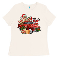 Bone christmas tree cake with farm track and santa ado Ladies Tee - AdoDesignShop