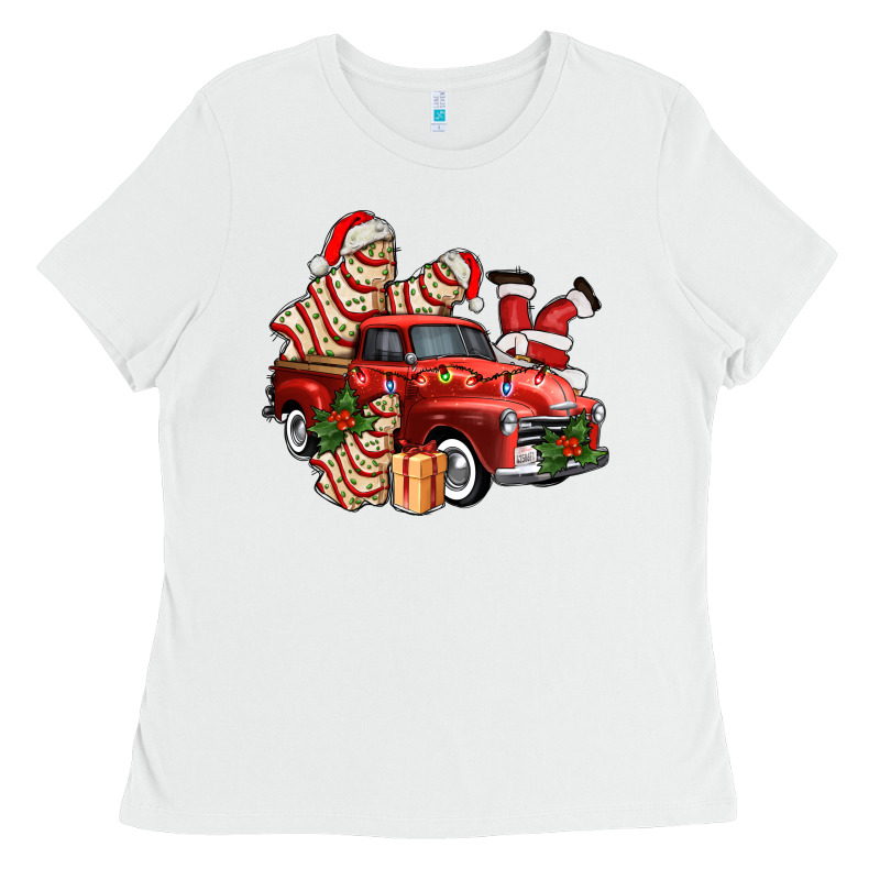 Christmas Tree Cake With Farm Track And Santa Ado Ladies Tee by AdoDesignShop | Teevron