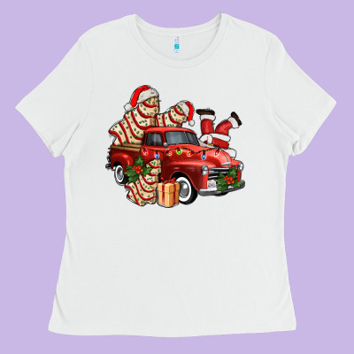 Christmas Tree Cake With Farm Track And Santa Ado Ladies Tee Designed By Adodesignshop